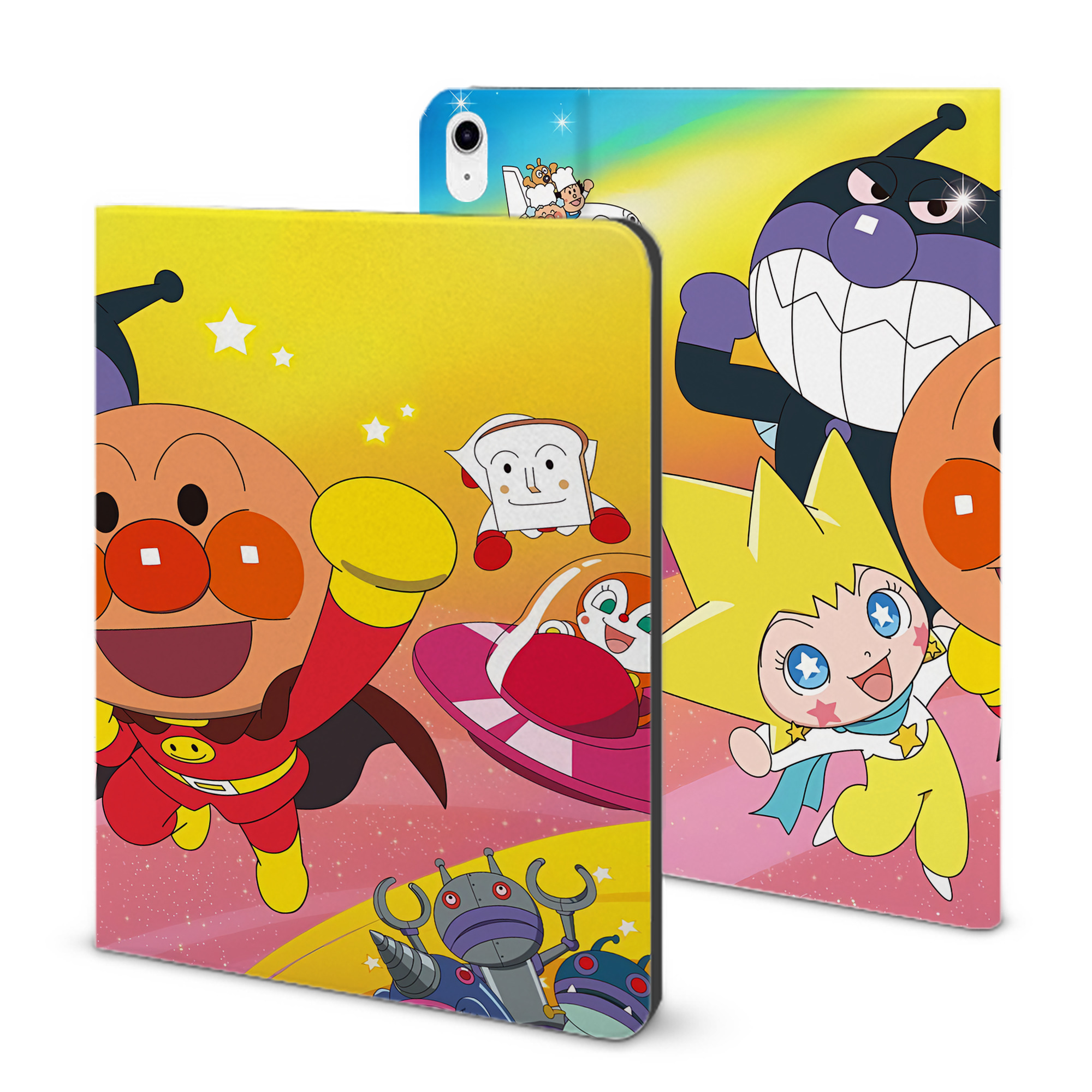 （画像用） アンパンマン Anpanman IPad ケース ブック型 PUレザー TPU 耐衝撃 軽量 薄型 ペン収納なし 全面保護 IPad 各モデル対応